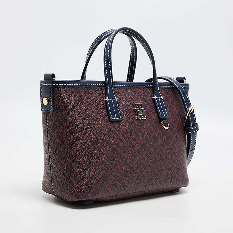 T.O.M-M.Y H.I.L.F-I.G.E.R CROSSBODY BAG Burgundy & NAVY MONOGRAM FOR WOMEN