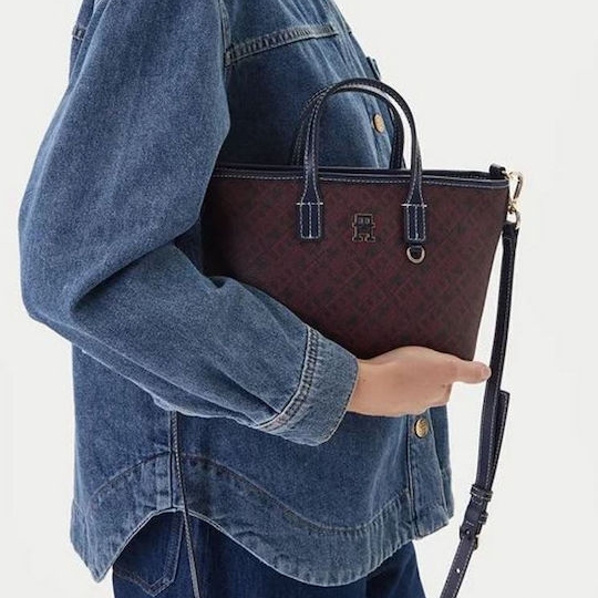 T.O.M-M.Y H.I.L.F-I.G.E.R CROSSBODY BAG Burgundy & NAVY MONOGRAM FOR WOMEN