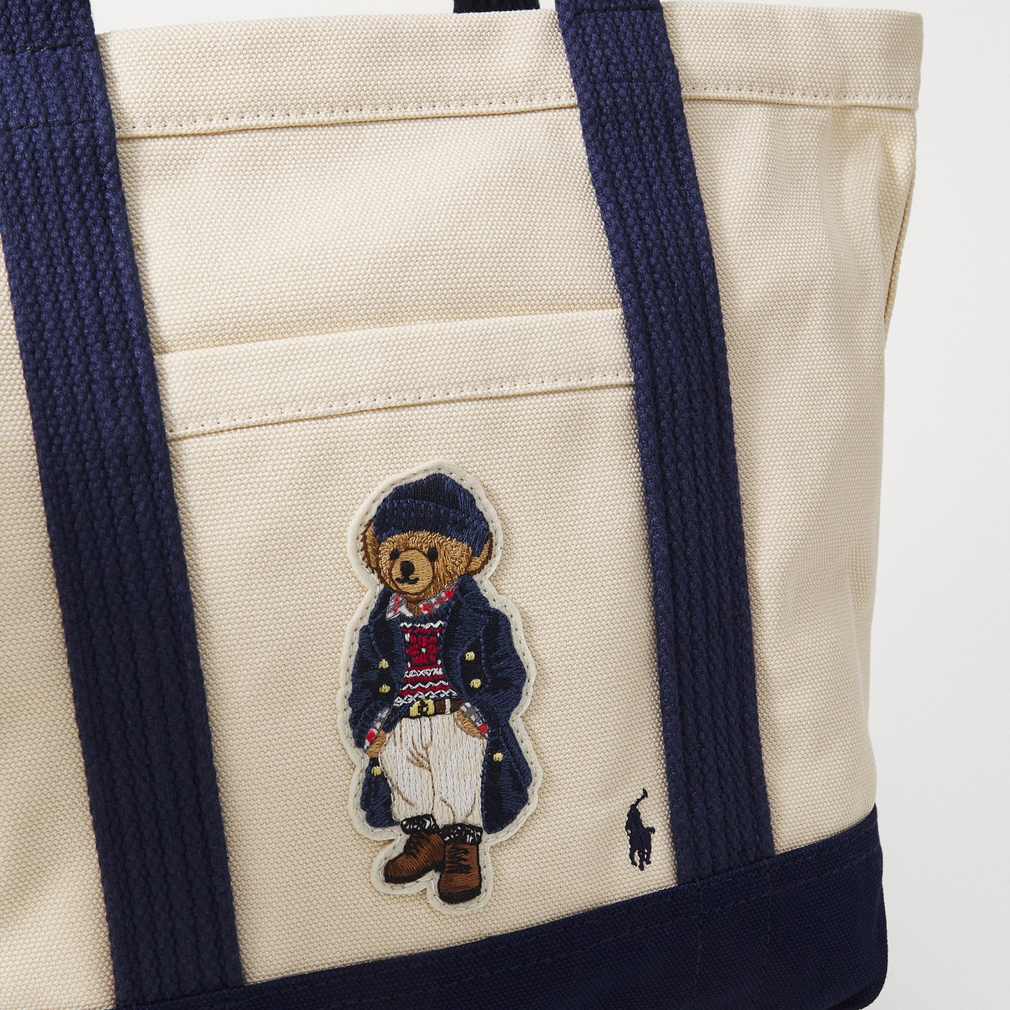 P-O-L-O R-A-L-P-H L-A-U-R-E-N HANDBAG OFF WHITE & NAVY BLUE FOR WOMEN