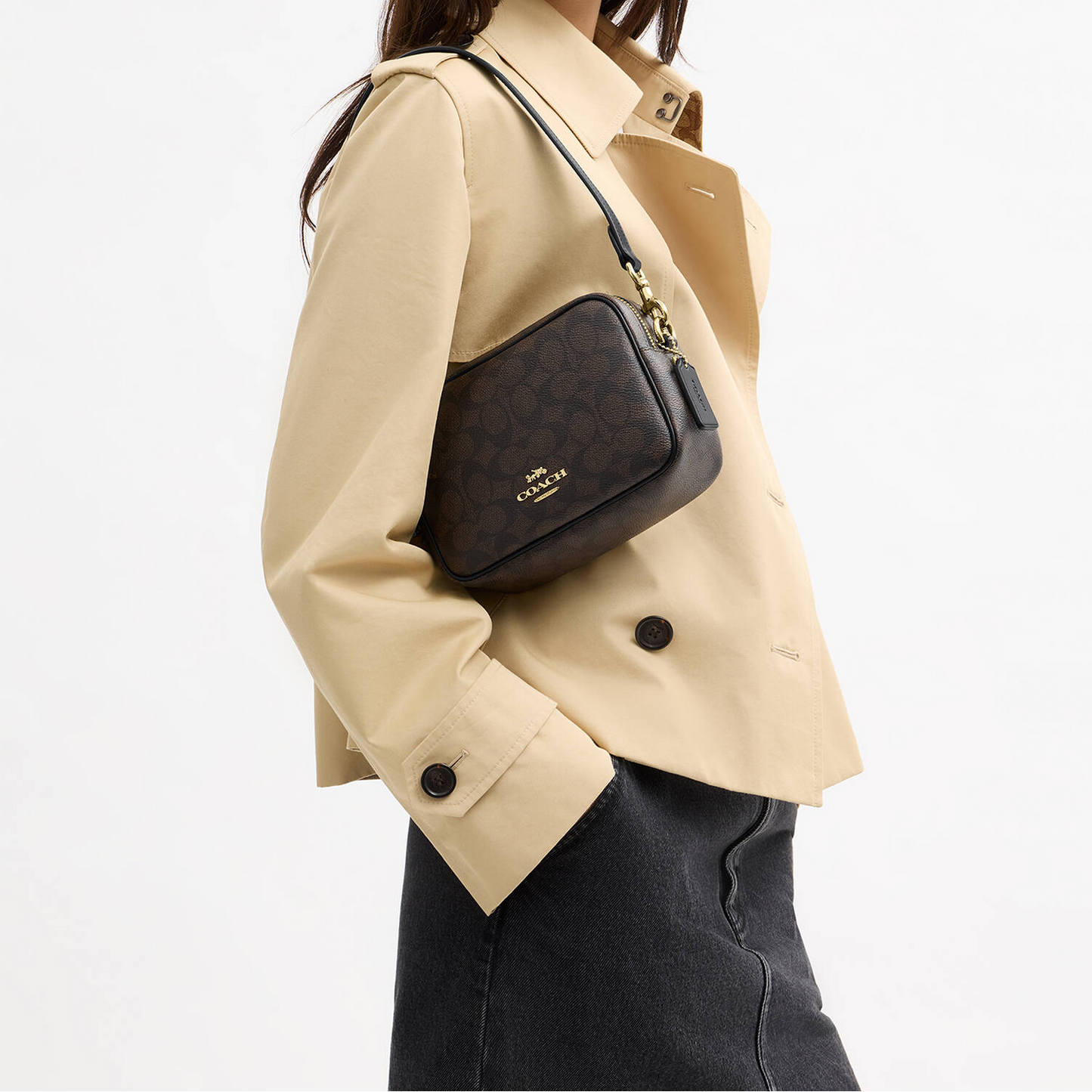 C-O-A-C-H CROSSBODY BAG CEK69 BROWN & BLACK MONOGRAM FOR WOMEN