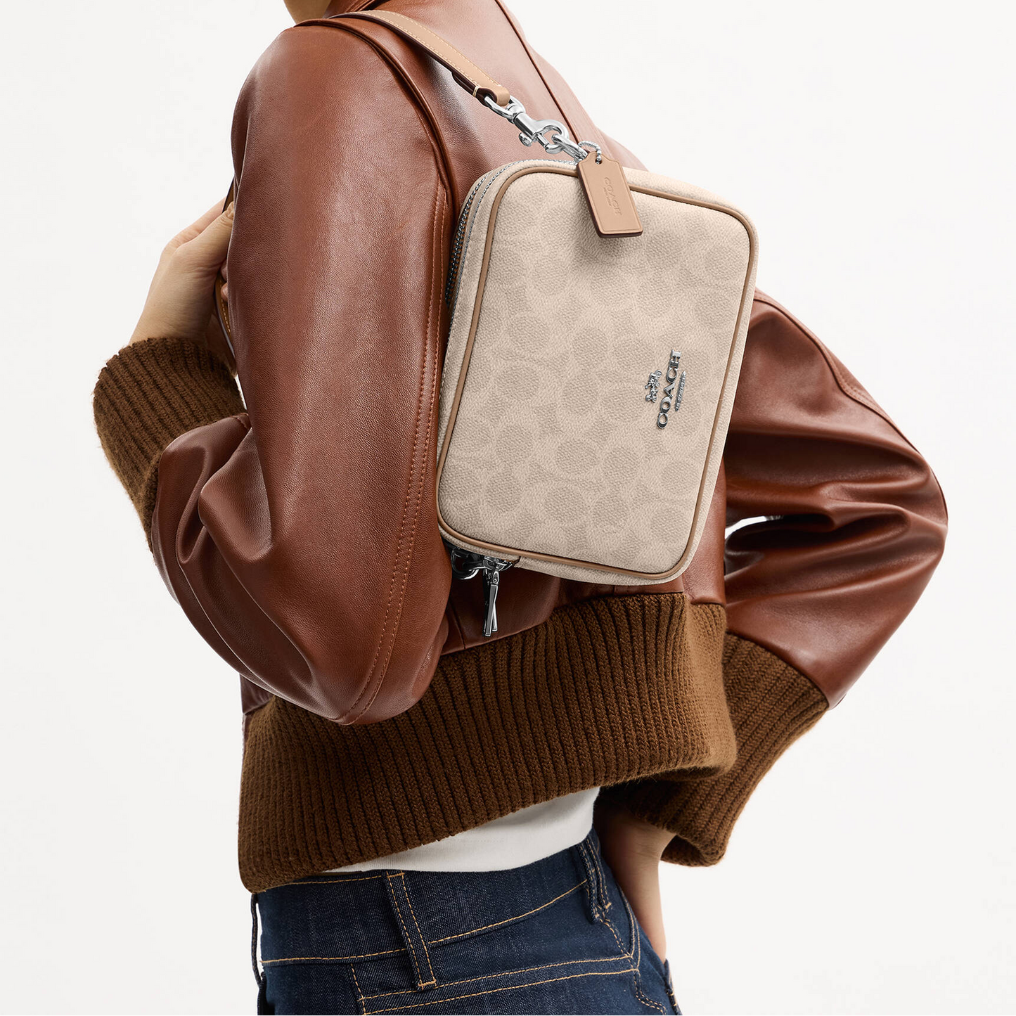 C-O-A-C-H CROSSBODY BAG CEK69 BEIGE MONOGRAM FOR WOMEN