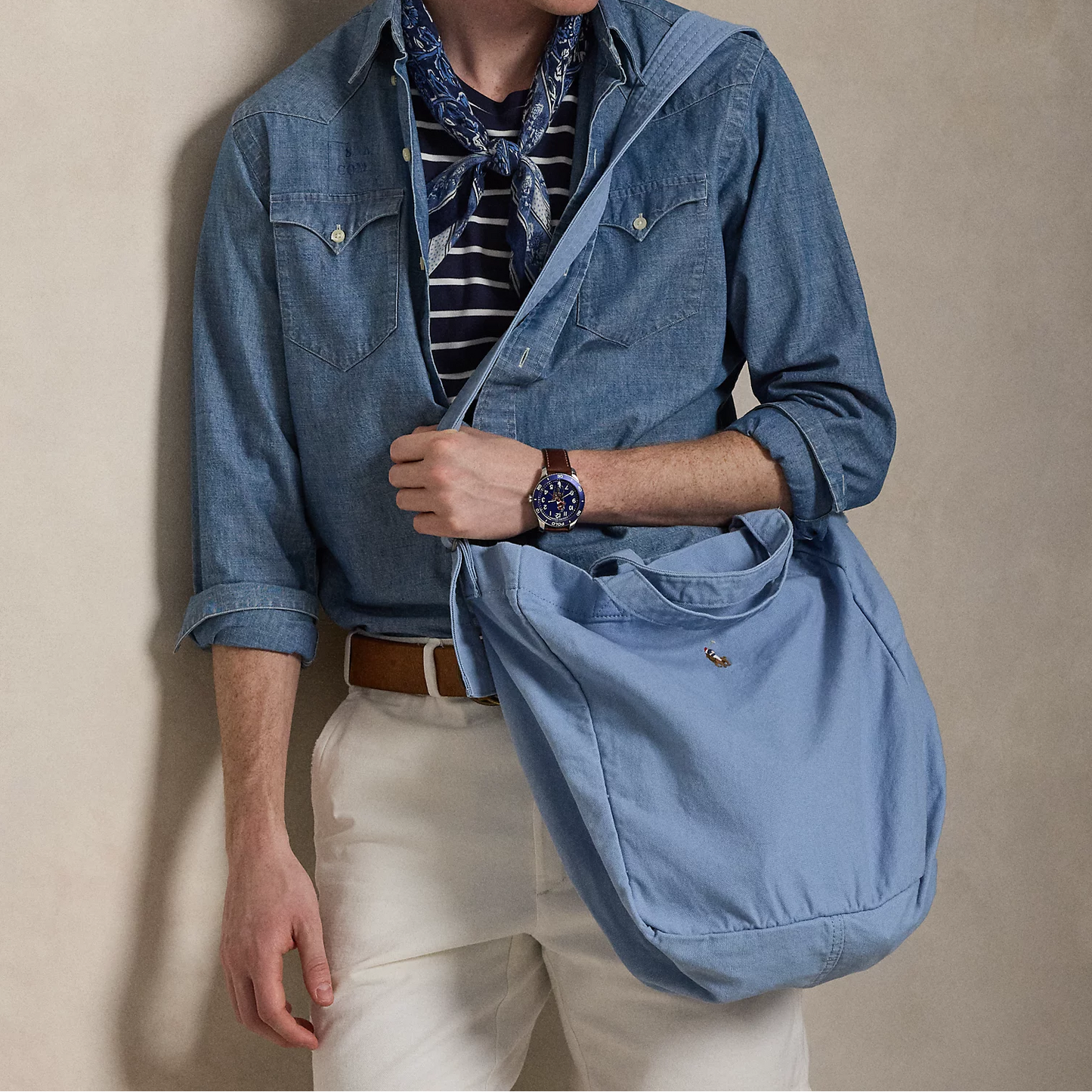 P-O-L-O R-A-L-P-H L-A-U-R-E-N CROSSBODY BAG Chambray Blue