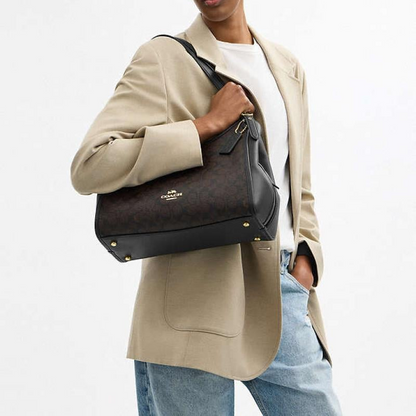 C-O-A-C-H SHOULDER BAG CAQ87 BROWN&BLACK MONOGRAM FOR WOMEN