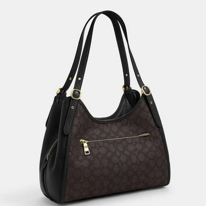 C-O-A-C-H SHOULDER BAG CAQ87 BROWN&BLACK MONOGRAM FOR WOMEN