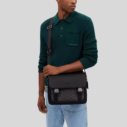 C-O-A-C-H CROSSBODY BAG CT716 BLACK&BLACK MONOGRAM FOR MEN