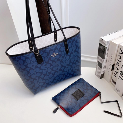 C-O-A-C-H SHOULDER BAG Reversible 91361 WHITE&BLUE FOR WOMEN