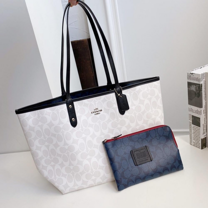 C-O-A-C-H SHOULDER BAG Reversible 91361 WHITE&BLUE FOR WOMEN