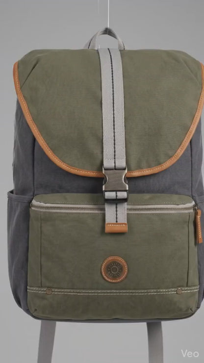 K.I.P.L.I-N.G BACKPACK GREEN(AGED KHAKI)&GREY FOR WOMEN