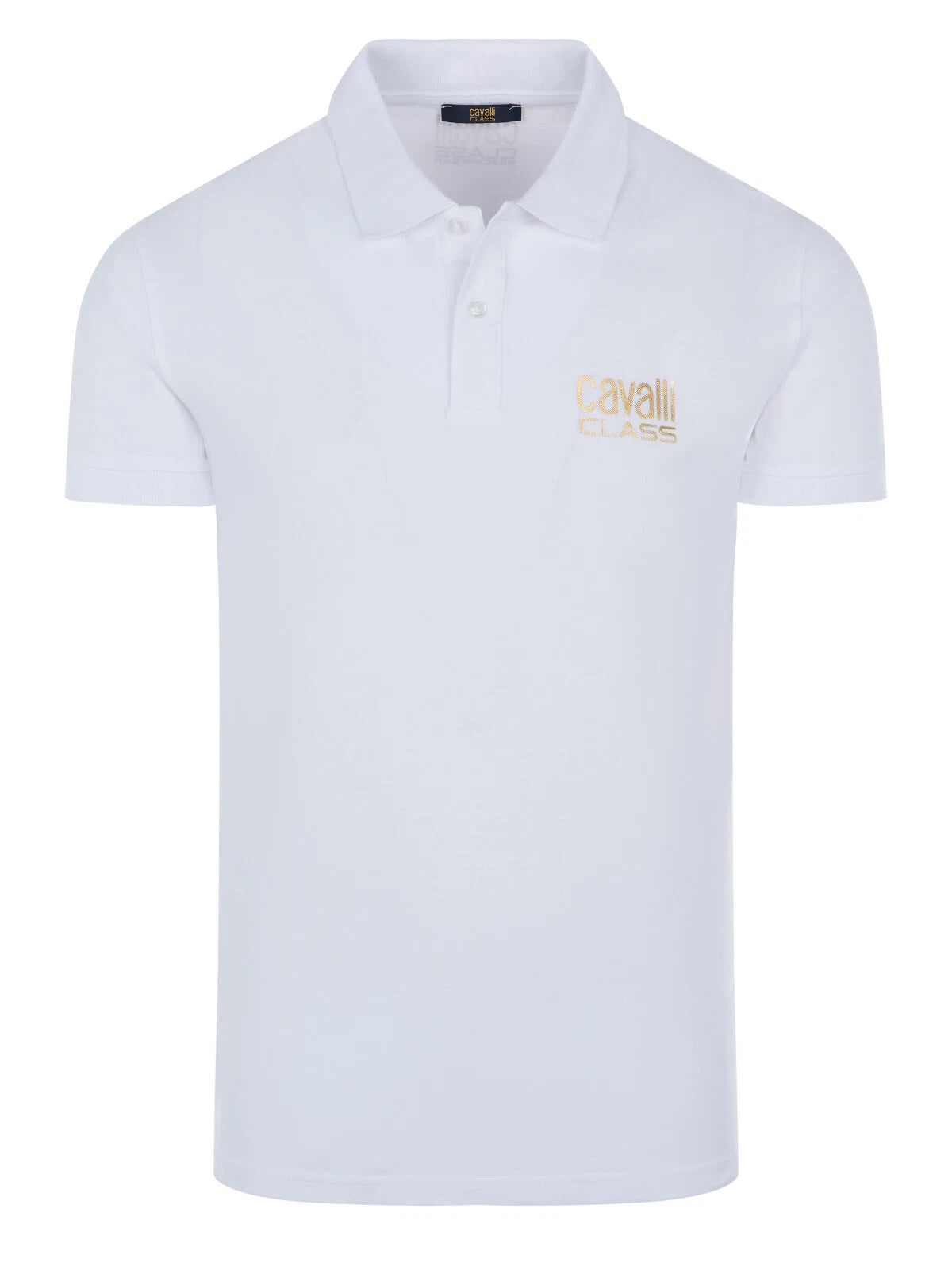 C.a.V-A.L.L.I C.L.A.S.S Black/White/Blue short sleeve polo shirt with lettering "C.a.v.a.l.l.i C.l.a.s.s"