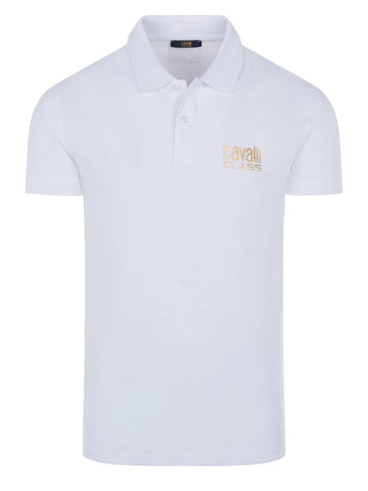 C.a.V-A.L.L.I C.L.A.S.S Black/White/Blue short sleeve polo shirt with lettering "C.a.v.a.l.l.i C.l.a.s.s"